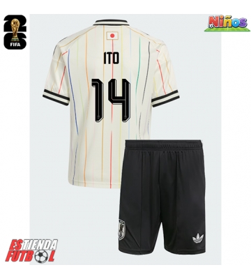 Japón Junya Ito #14 Segunda Equipación Niños Mundial 2026 Manga Corta (+ Pantalones cortos)